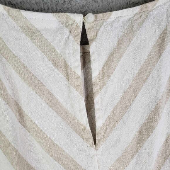 Liz Claiborne Shift Dress Linen Chevron Beige Stripe Sleeveless Womens Plus 3X - Picture 5 of 11